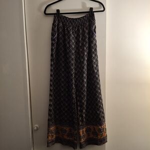 About A Girl Women's Blue and Orange Aztec Boho Wide Leg Pants